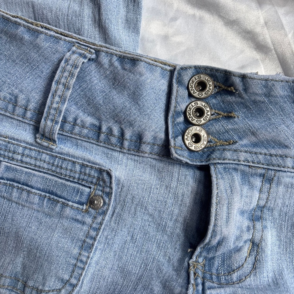y2k vintage Angels Flare Jeans Light Blue Low Rise Triple Button 9 - Picture 3 of 7
